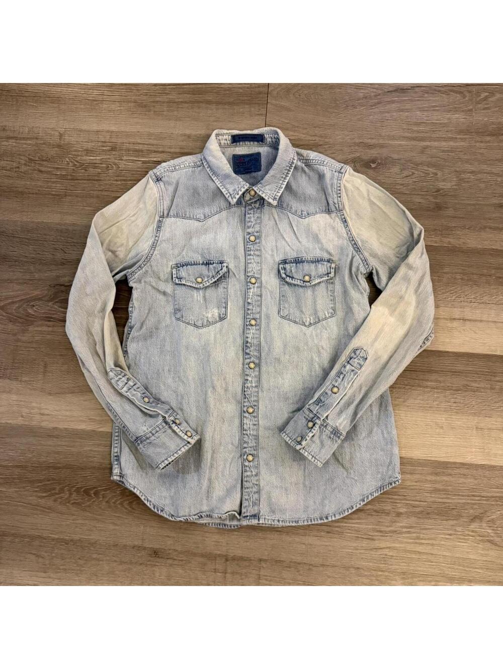 Lucky Brand  size small Light blue denim pearl snap western shirt #denim #shirts